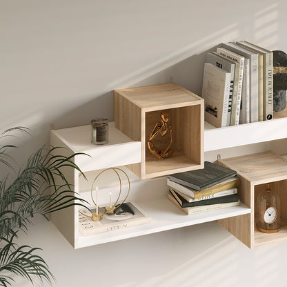 Wall Shelf Shellie pakoworld in white-oak color 120x28x65cm