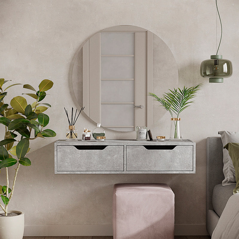 Hanging console-dressing table Alberto pakoworld in grey marble color 100x32.5x22cm