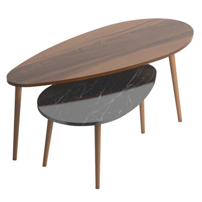 Coffee table Monty pakoworld walnut-black marble 116x46x46cm