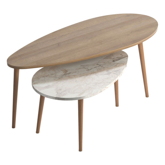 Coffee table Monty pakoworld oak-beige marble 116x46x46cm