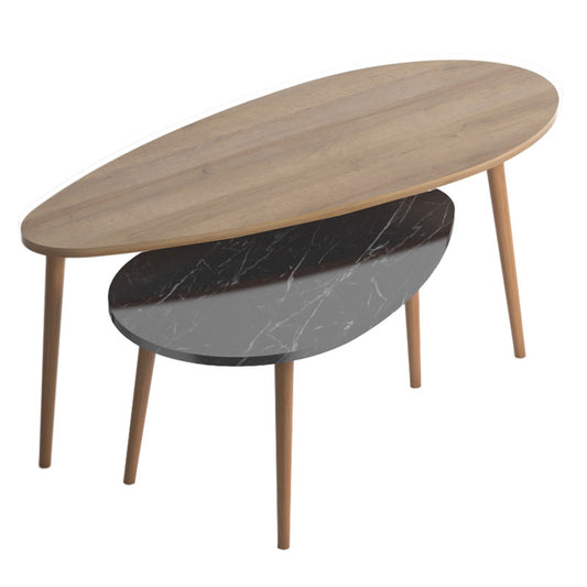 Coffee table Monty pakoworld oak-black marble 116x46x46cm