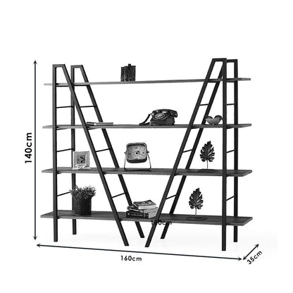 Bookcase Madden pakoworld black-walnut 160x35x140cm