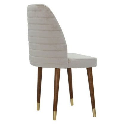 Sonnet chair pakoworld velvet grey-beige-walnut golden leg