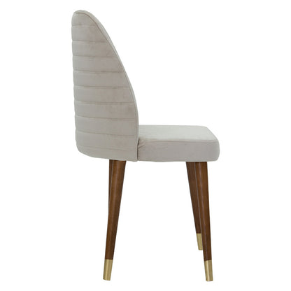 Sonnet chair pakoworld velvet grey-beige-walnut golden leg