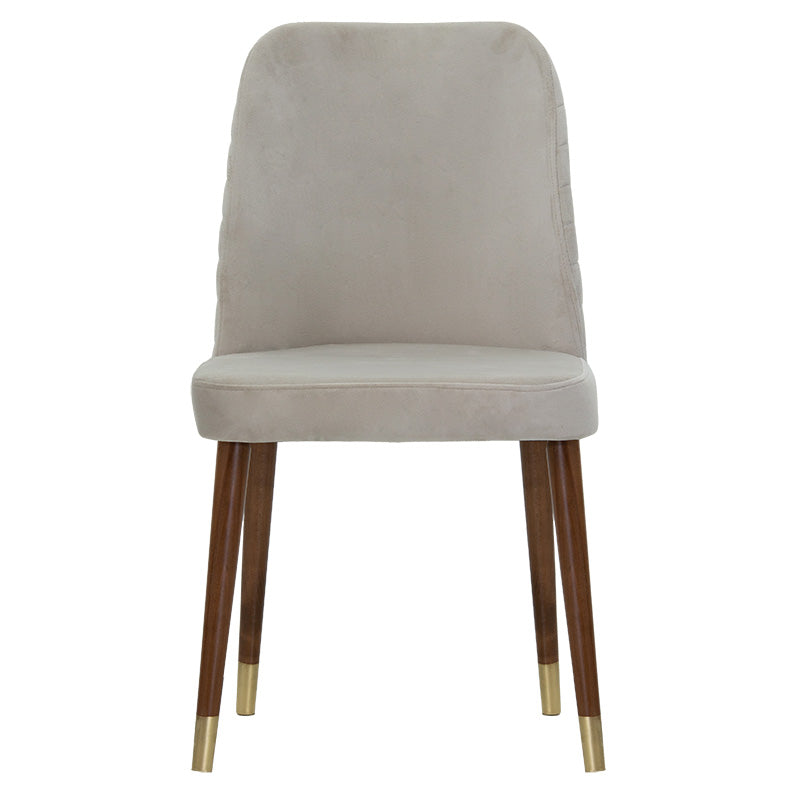 Sonnet chair pakoworld velvet grey-beige-walnut golden leg