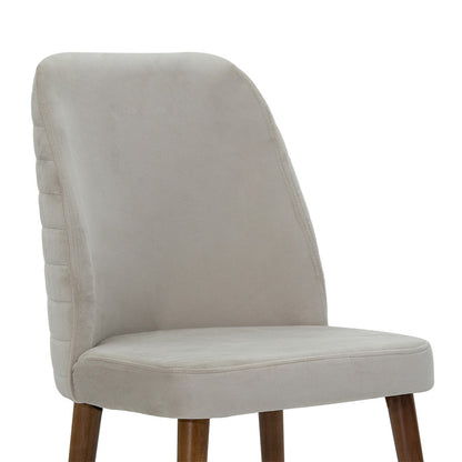 Sonnet chair pakoworld velvet grey-beige-walnut golden leg