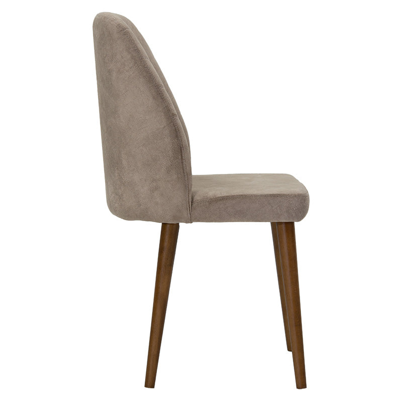 Adeline chair pakoworld velvet beige-walnut leg