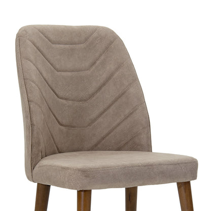 Adeline chair pakoworld velvet beige-walnut leg