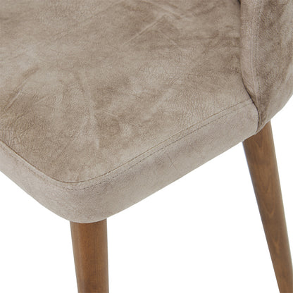 Adeline chair pakoworld velvet beige-walnut leg