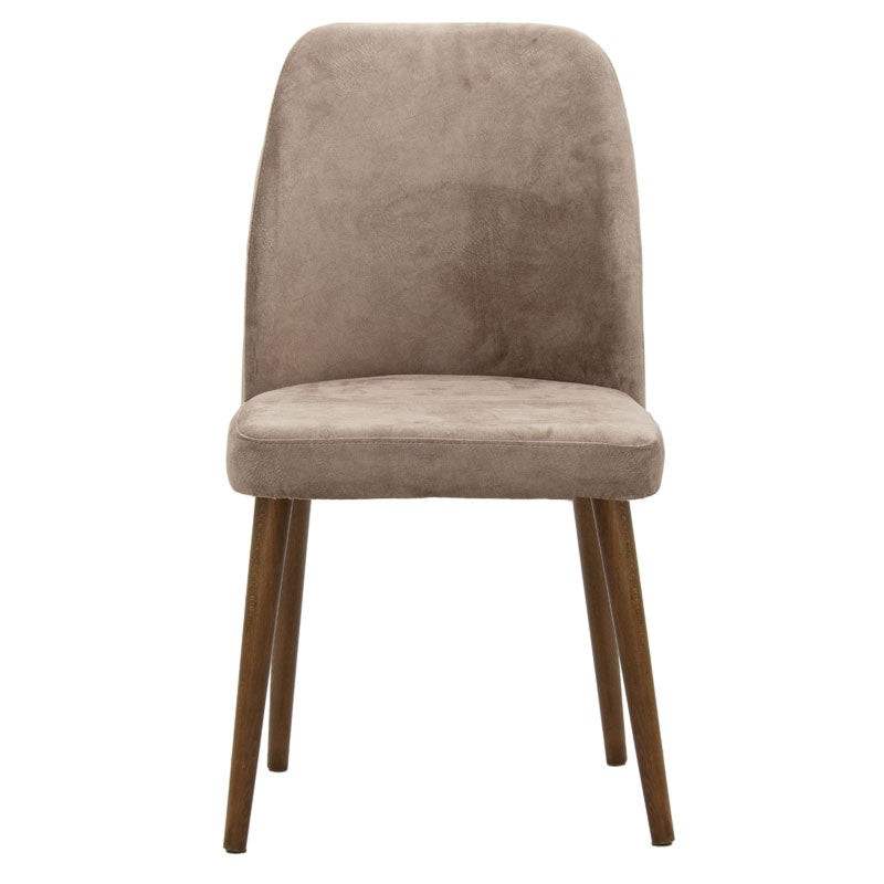 Sofia chair pakoworld velvet grey beige antique-walnut leg