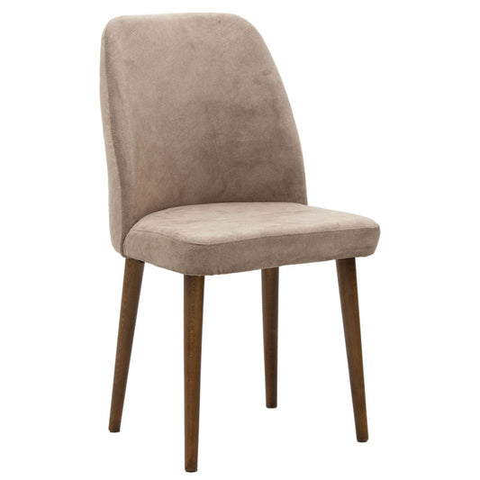 Sofia chair pakoworld velvet grey beige antique-walnut leg