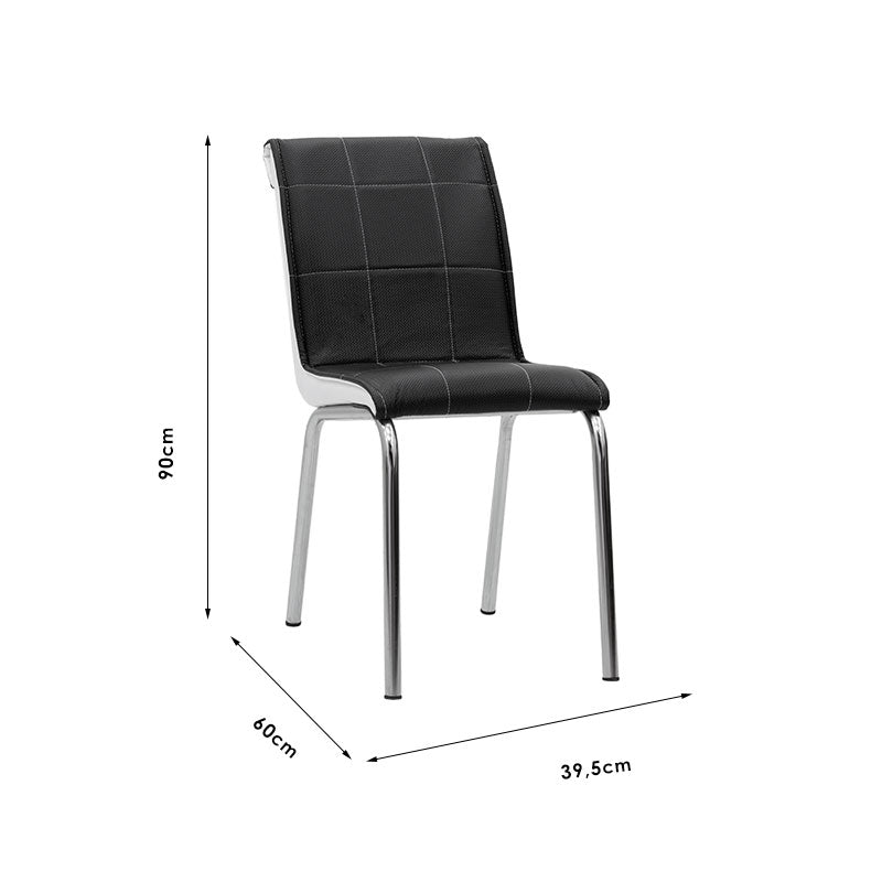 Avante pakoworld PU chair black-white-leg chromio