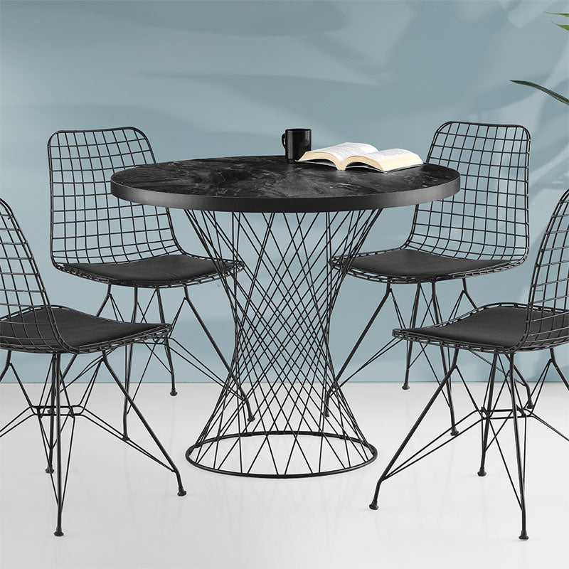 Dining table Roter pakoworld metal black-black marble D90x75cm