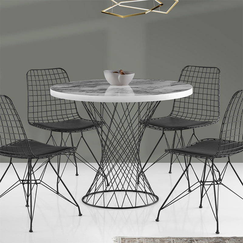 Dining table Roter pakoworld metal black-white marble D90x75cm