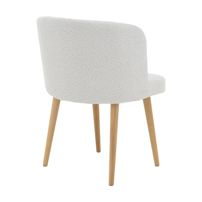 Sirbet pakoworld chair off-white bouclé fabric and wooden leg in natural shade 55x45x80cm