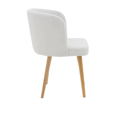 Sirbet pakoworld chair off-white bouclé fabric and wooden leg in natural shade 55x45x80cm