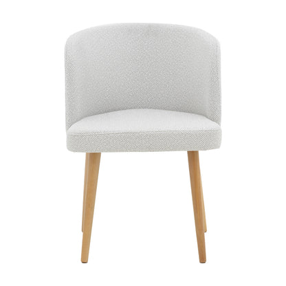 Sirbet pakoworld chair off-white bouclé fabric and wooden leg in natural shade 55x45x80cm