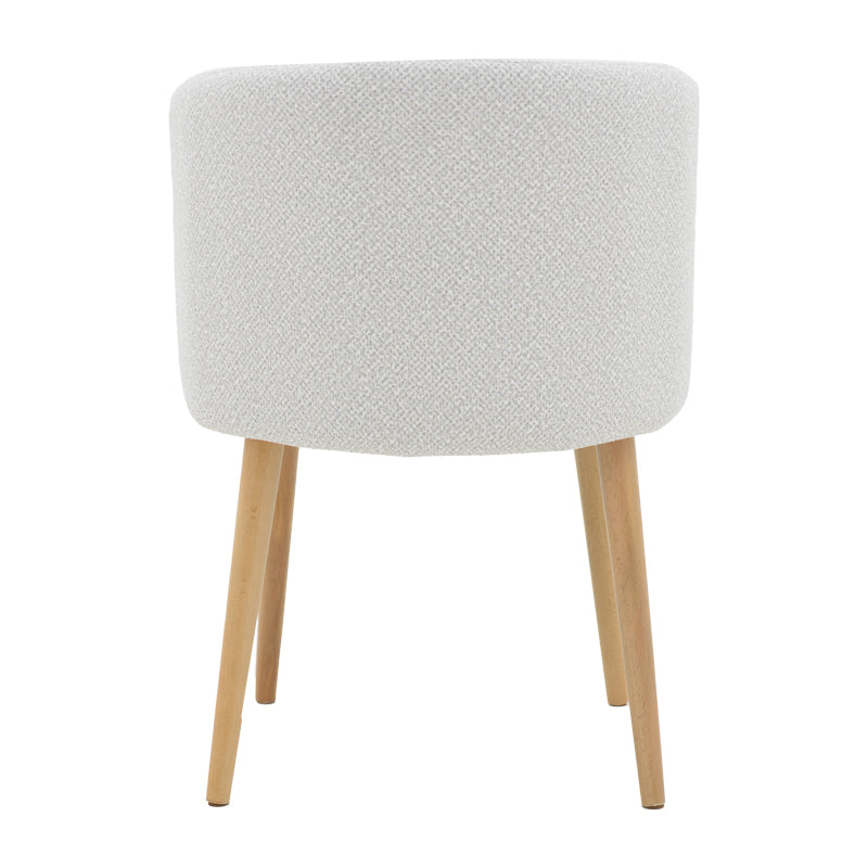 Sirbet pakoworld chair off-white bouclé fabric and wooden leg in natural shade 55x45x80cm