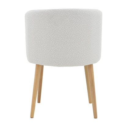 Sirbet pakoworld chair off-white bouclé fabric and wooden leg in natural shade 55x45x80cm