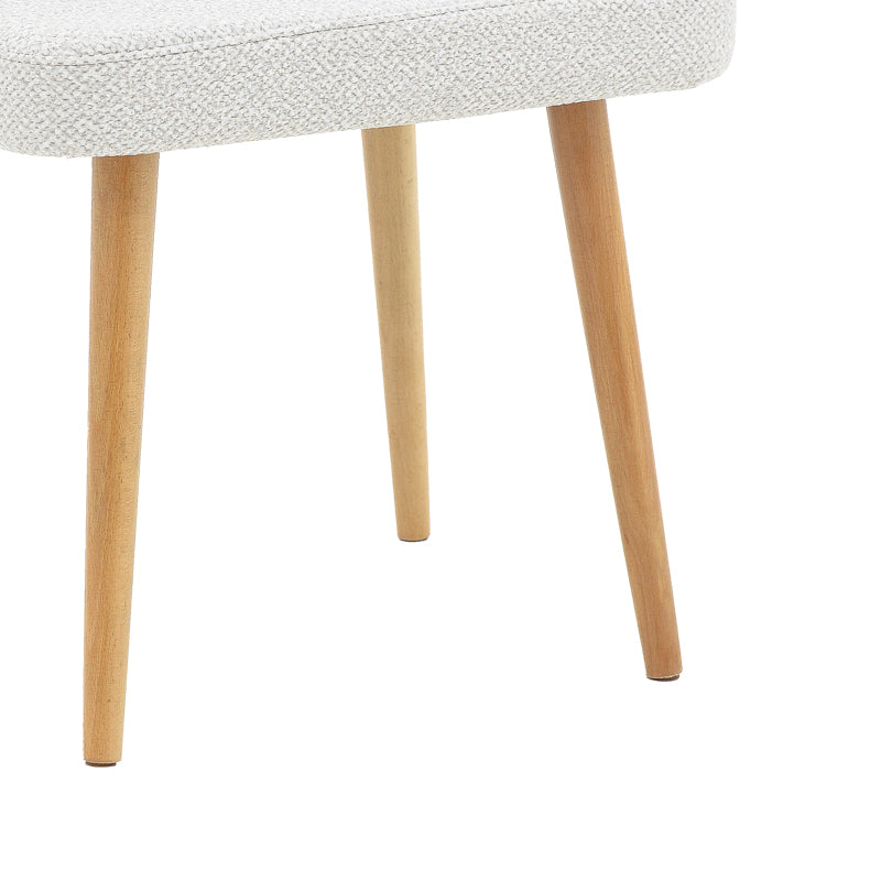 Sirbet pakoworld chair off-white bouclé fabric and wooden leg in natural shade 55x45x80cm