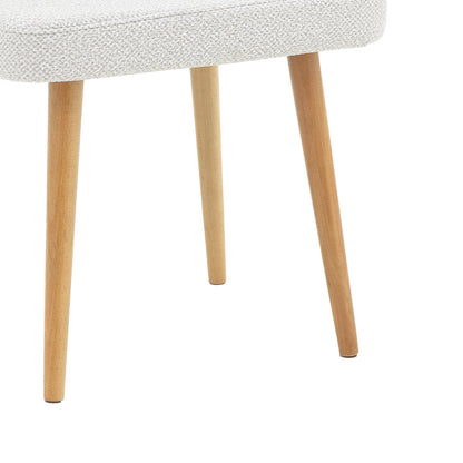 Sirbet pakoworld chair off-white bouclé fabric and wooden leg in natural shade 55x45x80cm