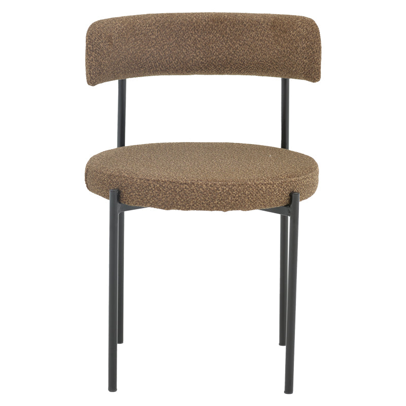 Chair Crochie pakoworld brown teddy fabric-black metal 50x50x77.5cm