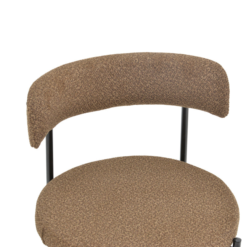 Chair Crochie pakoworld brown teddy fabric-black metal 50x50x77.5cm