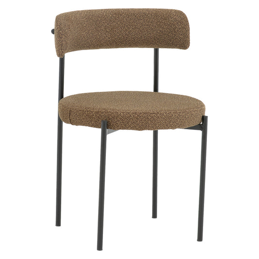 Chair Crochie pakoworld brown teddy fabric-black metal 50x50x77.5cm