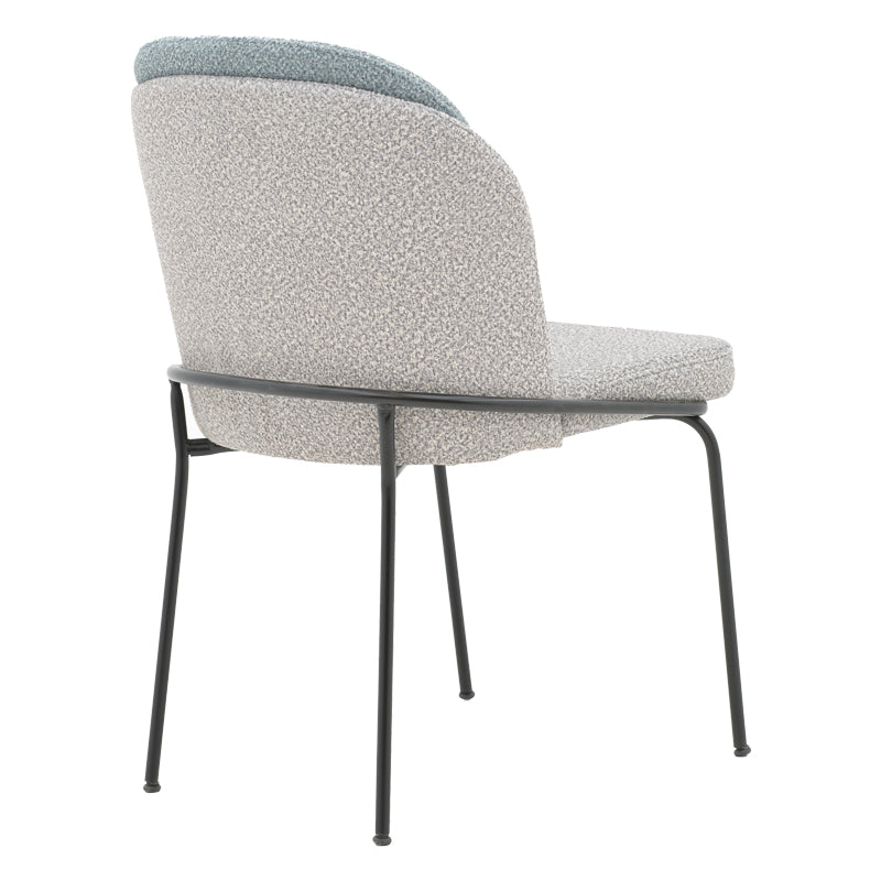 Chair Dore pakoworld grey and light blue teddy fabric-black metal 50x47.5x82cm