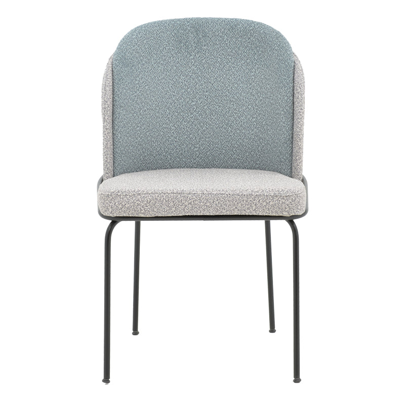 Chair Dore pakoworld grey and light blue teddy fabric-black metal 50x47.5x82cm