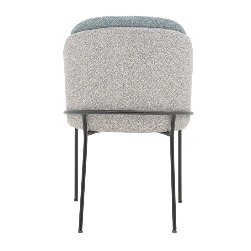 Chair Dore pakoworld grey and light blue teddy fabric-black metal 50x47.5x82cm