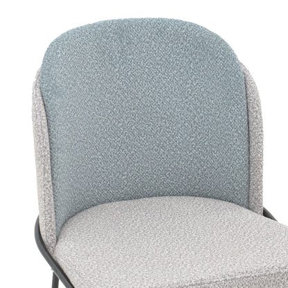 Chair Dore pakoworld grey and light blue teddy fabric-black metal 50x47.5x82cm