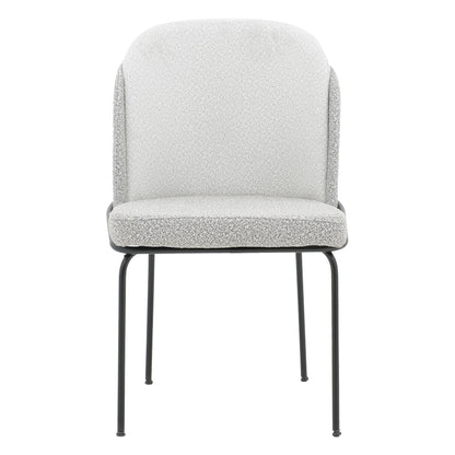 Chair Dore pakoworld grey-ecru teddy fabricblack -metal 50x47.5x82cm