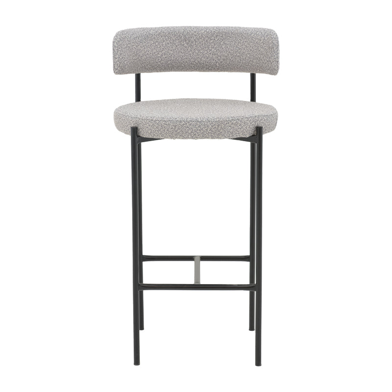 Bar stool Labrow pakoworld grey teddy fabrivc-black metal 51x51x100cm