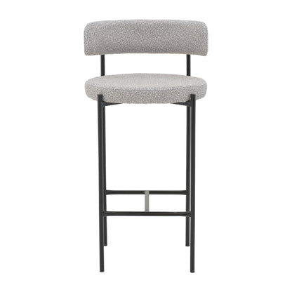 Bar stool Labrow pakoworld grey teddy fabrivc-black metal 51x51x100cm