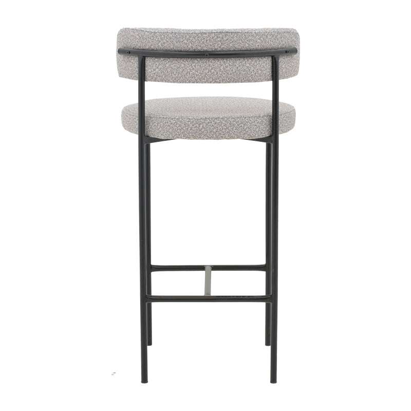 Bar stool Labrow pakoworld grey teddy fabrivc-black metal 51x51x100cm
