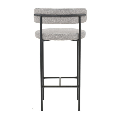 Bar stool Labrow pakoworld grey teddy fabrivc-black metal 51x51x100cm