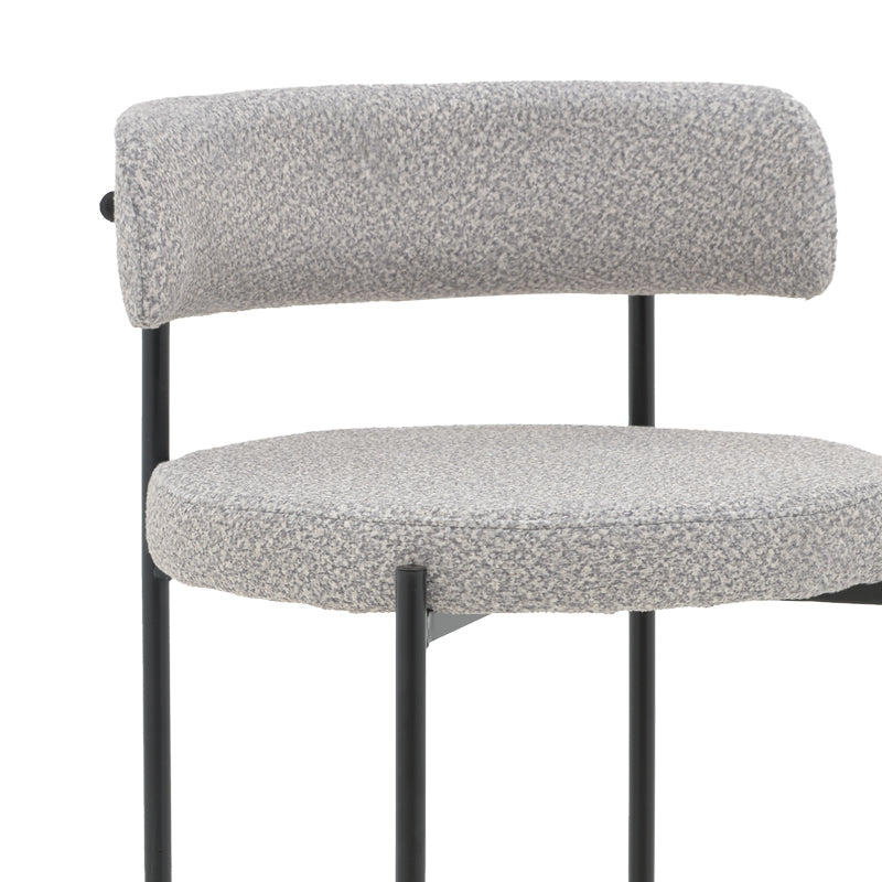 Bar stool Labrow pakoworld grey teddy fabrivc-black metal 51x51x100cm
