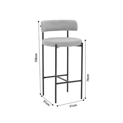 Bar stool Labrow pakoworld grey teddy fabrivc-black metal 51x51x100cm