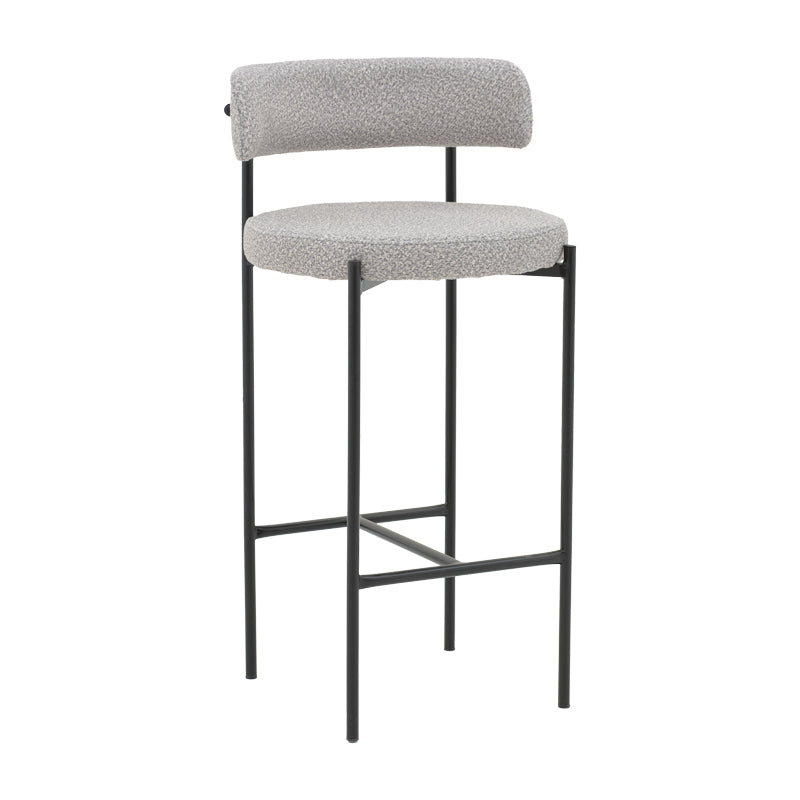 Bar stool Labrow pakoworld grey teddy fabrivc-black metal 51x51x100cm