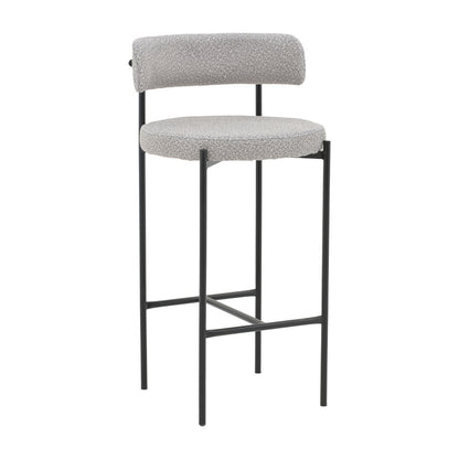 Bar stool Labrow pakoworld grey teddy fabrivc-black metal 51x51x100cm