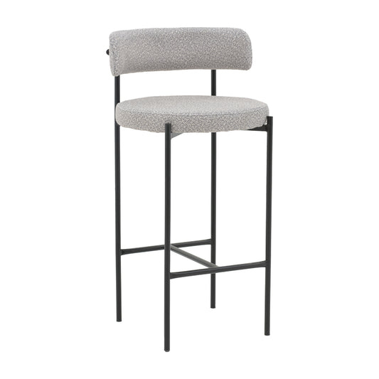 Bar stool Labrow pakoworld grey teddy fabrivc-black metal 51x51x100cm