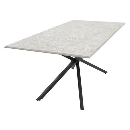 Table Dinny pakoworld grey marble mdf-black metal 180x90x75cm