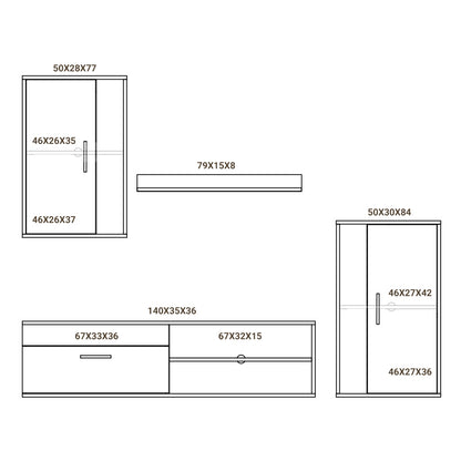 TV unit Zafira pakoworld sonoma-white 190x35x190cm