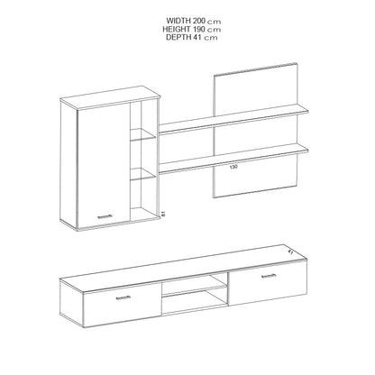 TV unit Salome pakoworld LED wenge 200x41x190cm