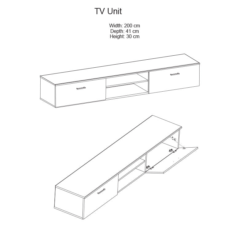 TV unit Salome pakoworld LED wenge 200x41x190cm