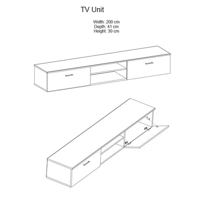 TV unit Salome pakoworld LED wenge 200x41x190cm