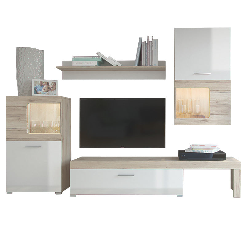 TV unit Annalie pakoworld LED sonoma-white gloss 215x39x180cm