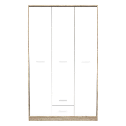 Wardrobe Serenity pakoworld 3-leaf sonoma-white 118.5x54x196.5cm