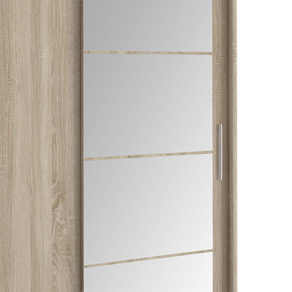 Wardrobe with 2 sliding doors Elodie pakoworld with mirror sonoma 180x61x216cm